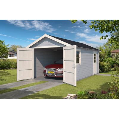 Outdoor Life Dillon Blokhut 320x560 cm 34 mm vuren Platinum Grey-Wit gecoat Outdoor Life Dillon Blokhut 320x560 cm 34 mm vuren Platinum Grey-Wit gecoat
