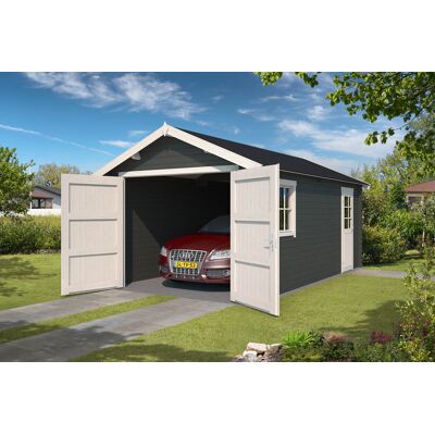 Outdoor Life Dillon Blokhut 320x560 cm 34 mm vuren Carbon Grey-Wit gecoat Outdoor Life Dillon Blokhut 320x560 cm 34 mm vuren Carbon Grey-Wit gecoat
