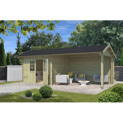 Outdoor Life Maribel Blokhut 700x320 cm 34 mm vuren Groen geïmpregneerd Outdoor Life Maribel Blokhut 700x320 cm 34 mm vuren Groen geïmpregneerd