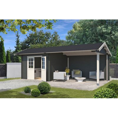Van Kooten - Maribel - Carbon Grey-Wit gecoat - 700x320 cm - Houten blokhut Van Kooten - Maribel - Carbon Grey-Wit gecoat - 700x320 cm - Houten blokhut
