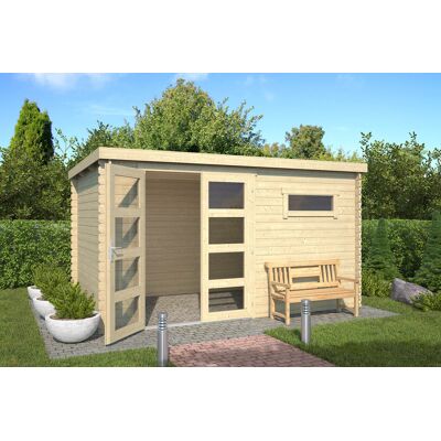 Outdoor Life Timian Blokhut 400x250 cm 28 mm vuren blank Outdoor Life Timian Blokhut 400x250 cm 28 mm vuren blank