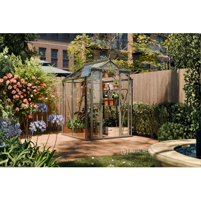 Royal Well Anne I tuinkas 150x150 cm groengrijs met 3mm veiligheidsglas (inclusief fundament) Royal Well Anne I tuinkas 150x150 cm groengrijs met 3mm veiligheidsglas (inclusief fundament)