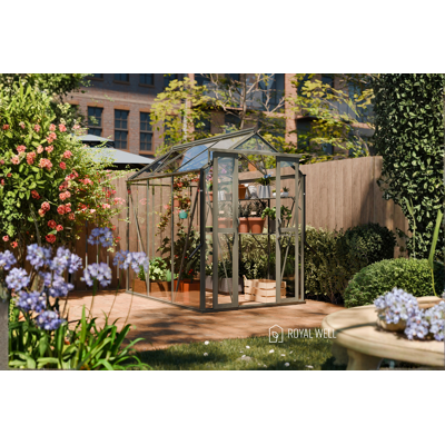 Royal Well Anne II tuinkas 150x220 cm groengrijs met 3mm veiligheidsglas (inclusief fundament) Royal Well Anne II tuinkas 150x220 cm groengrijs met 3mm veiligheidsglas (inclusief fundament)