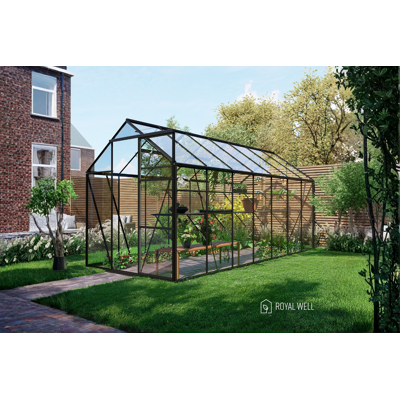 Royal Well Kate V aluminium tuinkas 192x436 cm zwart Royal Well Kate V aluminium tuinkas 192x436 cm zwart