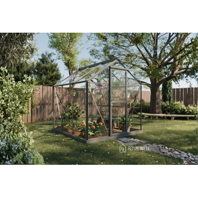 Royal Well Mary I aluminium tuinkas 212x222 cm groengrijs Royal Well Mary I aluminium tuinkas 212x222 cm groengrijs