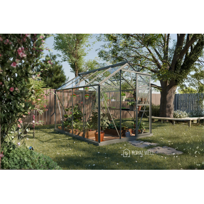 Royal Well Mary II aluminium tuinkas 212x291 cm groengrijs Royal Well Mary II aluminium tuinkas 212x291 cm groengrijs