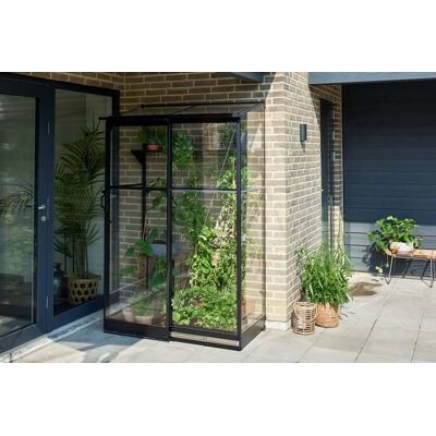Royal Well Qube aluminium muurkas Lean-to 24 128x65x204 cm zwart met veiligheidsglas Royal Well Qube aluminium muurkas Lean-to 24 128x65x204 cm zwart met veiligheidsglas