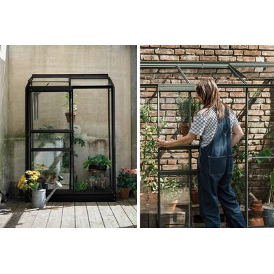Royal Well Emma I aluminium muurkas 132x69x194 cm zwart met veiligheidsglas Royal Well Emma I aluminium muurkas 132x69x194 cm zwart met veiligheidsglas
