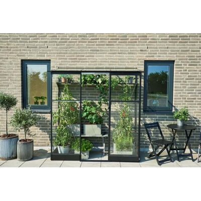 Royal Well Qube aluminium muurkas Lean-to 26 189x65x204 cm zwart met veiligheidsglas Royal Well Qube aluminium muurkas Lean-to 26 189x65x204 cm zwart met veiligheidsglas