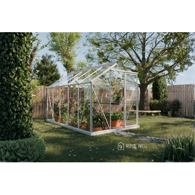 Royal Well Mary III aluminium tuinkas wit met veiligheidsglas Royal Well Mary III aluminium tuinkas wit met veiligheidsglas