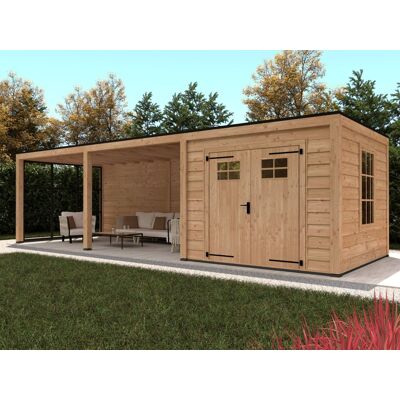 Tuindeco Douglas buitenverblijf platdak Stavanger type XL - 1100x372 cm - samenstelling 4 - onbehandeld Tuindeco Douglas buitenverblijf platdak Stavanger type XL - 1100x372 cm - samenstelling 4 - onbehandeld