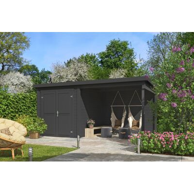 Outdoor Life Finn Tuinhuis 450x250 cm 28 mm vuren Carbon Grey gecoat Outdoor Life Finn Tuinhuis 450x250 cm 28 mm vuren Carbon Grey gecoat