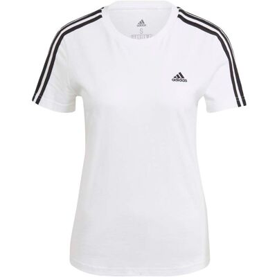 Adidas Essentials Slim 3-stripes Shirt Wit M female Adidas Essentials Slim 3-stripes Shirt Wit M female