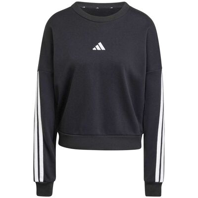 Adidas Essential 3-stripes French Terry Sweater Dames Zwart M female Adidas Essential 3-stripes French Terry Sweater Dames Zwart M female