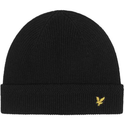 Lyle & Scott Racked Rib Beanie Zwart ONE male Lyle & Scott Racked Rib Beanie Zwart ONE male
