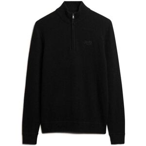 Superdry Essential Emb Knit Half Zip Zwart M male Superdry Essential Emb Knit Half Zip Zwart M male