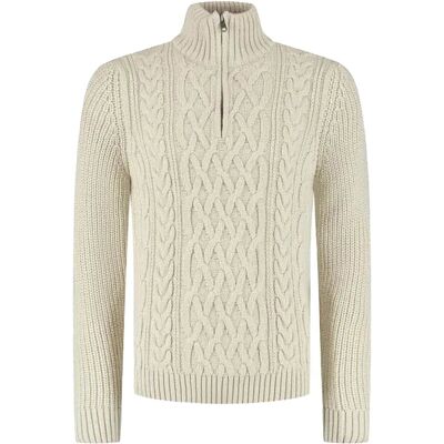 Superdry Jacob Cable Knit Half Zip Ecru L male Superdry Jacob Cable Knit Half Zip Ecru L male