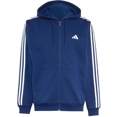 Adidas 3-stripes Fleece Full-zip Hoodie Heren Blauw XXL male Adidas 3-stripes Fleece Full-zip Hoodie Heren Blauw XXL male