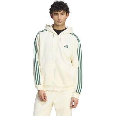 Adidas 3-stripes Fleece Full-zip Hoodie Heren Off-White L male Adidas 3-stripes Fleece Full-zip Hoodie Heren Off-White L male