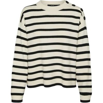 Vero Moda Saba Long Sleeve O-neck Button Pullover Off-White XS female Vero Moda Saba Long Sleeve O-neck Button Pullover Off-White XS female