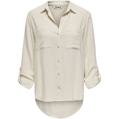 Only Yasmin Linnen Overhemd Off-White L female Only Yasmin Linnen Overhemd Off-White L female