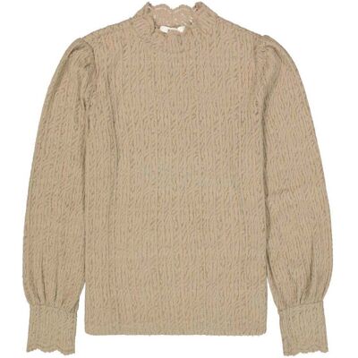 Garcia Print Longsleeve Tee Dames Taupe XS female Garcia Print Longsleeve Tee Dames Taupe XS female