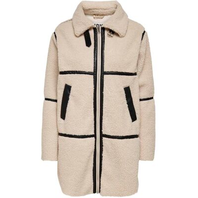 Jacqueline De Yong Frosty Life Teddy Long Jacket Off-White XS female Jacqueline De Yong Frosty Life Teddy Long Jacket Off-White XS female
