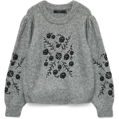Vero Moda Muta Embrodery Pullover Grijs S female Vero Moda Muta Embrodery Pullover Grijs S female
