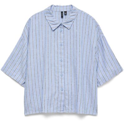 Vero Moda Vmlinn 2/4 Short Shirt Wvn Noos Dames Blauw XXL female Vero Moda Vmlinn 2/4 Short Shirt Wvn Noos Dames Blauw XXL female