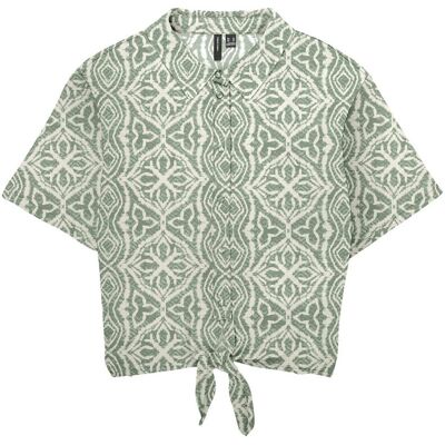 Vero Moda Vmmenny Tie Ss Shirt Dames Groen XL female Vero Moda Vmmenny Tie Ss Shirt Dames Groen XL female