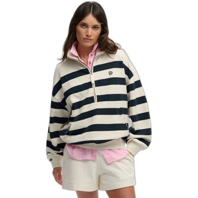 Superdry Studios Stripe Half Zip Sweatshirt Off-White 36 female Superdry Studios Stripe Half Zip Sweatshirt Off-White 36 female