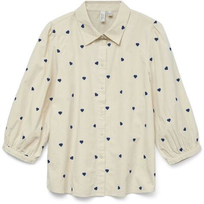 Vero Moda Vmfeat 3/4 Shirt Wvn Btq Ga Dames Off-White XL female Vero Moda Vmfeat 3/4 Shirt Wvn Btq Ga Dames Off-White XL female