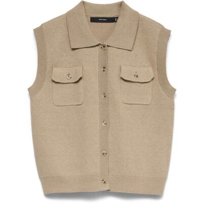 Vero Moda Brisa Sleeveless Polo Vest Beige M female Vero Moda Brisa Sleeveless Polo Vest Beige M female