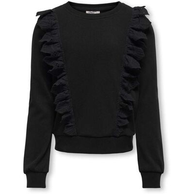 Only Kids Mirta O-neck Frills Sweater Zwart 146/152 girls Only Kids Mirta O-neck Frills Sweater Zwart 146/152 girls