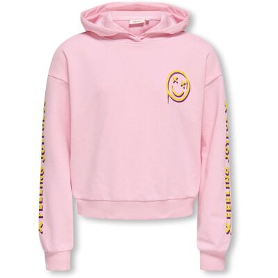 Only Kids Kogsmile Life Hooded Sweatshirt Kids Roze 134/140 girls Only Kids Kogsmile Life Hooded Sweatshirt Kids Roze 134/140 girls