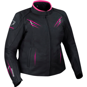 Bering Brutalia Groot formaat vrouwen motorfiets lederen jas - Zwart Wit Pink