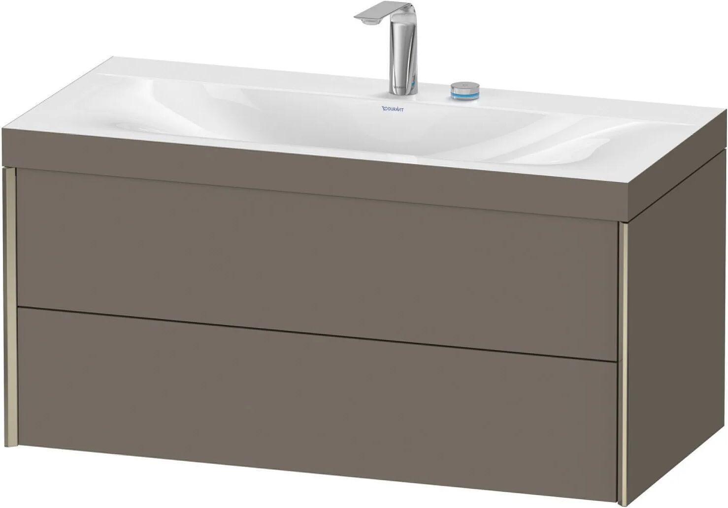 Duravit XViu Möbelwaschtisch 100 x 48 cm c-bonded mit 2 Hahnlöchern, wandhängend mit 2 Auszügen   flannel grey seidenmatt (lack) XV4616EB190C