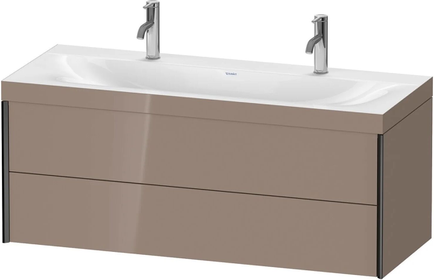 Duravit XViu Möbelwaschtisch 120 x 48 cm c-bonded mit 2x 1 Hahnloch, wandhängend mit 2 Auszügen   cappuccino hochglanz (lack) xv4618OB286C