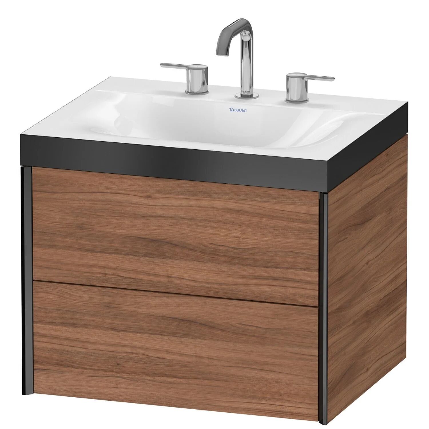 Duravit XViu Möbelwaschtisch 60 x 48 cm c-bonded mit 3 Hahnlöchern, wandhängend mit 2 Auszügen   nussbaum natur (dekor) XV4614TB279P