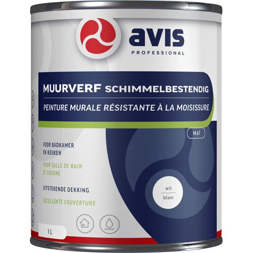 Avis muurverf schimmelwerend 1L wit mat