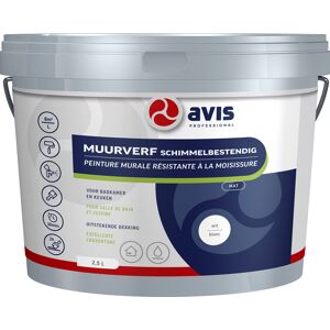 Avis Witte Schimmelwerende Vinylmuurverf - 2,5L Binnen/Buiten Avis Witte Schimmelwerende Vinylmuurverf - 2,5L Binnen/Buiten