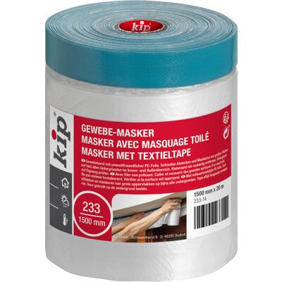 Kip 233 folie masker met textieltape premium 1500mmx20m Kip 233 folie masker met textieltape premium 1500mmx20m