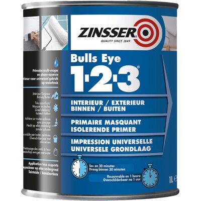 Zinsser bulls eye 1-2-3 primer 1L wit Zinsser bulls eye 1-2-3 primer 1L wit