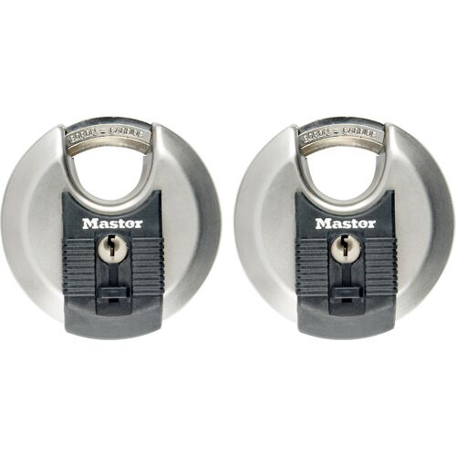 Master Lock discusslot 70mm breed, achthoekige beugel, weerbestendig en gelijksluitend (2 Stuks)