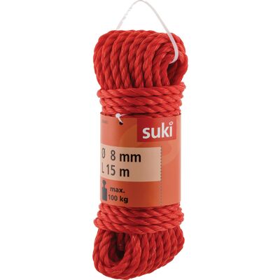 Suki Koord gedraaid Rood 8mm (15m) Suki Koord gedraaid Rood 8mm (15m)