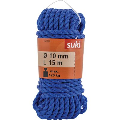 Suki Koord gedraaid Blauw 10mm (15m) Suki Koord gedraaid Blauw 10mm (15m)