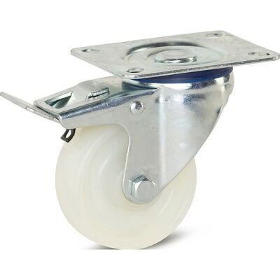 Meso Zwenkwiel nylon met rem 80mm - 150kg draagvermogen Meso Zwenkwiel nylon met rem 80mm - 150kg draagvermogen