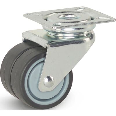 Meso Dubbel zwenkwiel TP-rubber 50mm - 90kg draagvermogen Meso Dubbel zwenkwiel TP-rubber 50mm - 90kg draagvermogen
