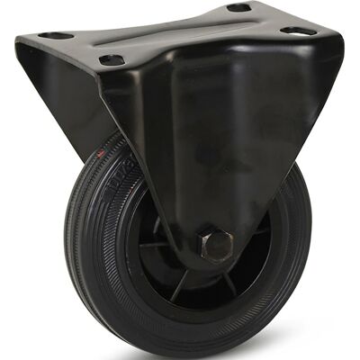 Meso Rubber bokwiel zwart 100x84mm 75kg Bouwhoogte 128mm* Meso Rubber bokwiel zwart 100x84mm 75kg Bouwhoogte 128mm*
