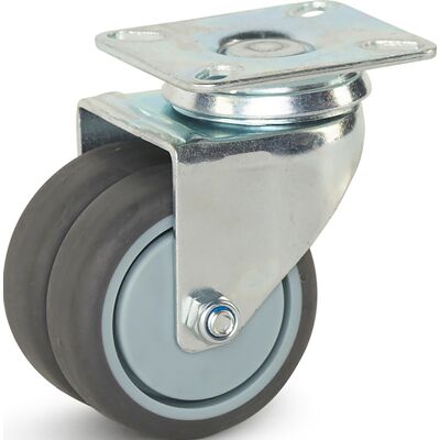 Meso Dubbel zwenkwiel TP-rubber 75mm - 150kg draagvermogen Meso Dubbel zwenkwiel TP-rubber 75mm - 150kg draagvermogen